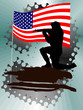 Soldatensilhouette vor amerikanischer Flagge