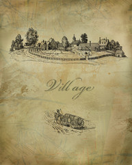 Canvas Print - Village illustration