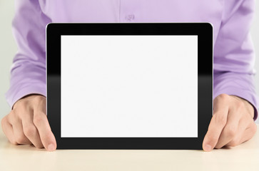 Wall Mural - Businessman Showing Blank Tablet PC