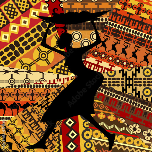 Dekoracja na wymiar  afrykanska-kobieta-na-tle-etnicznych-tekstur