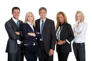 Dynamic business team on white background