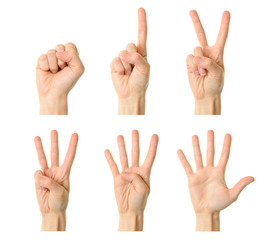 Counting woman hands (0 to 5)