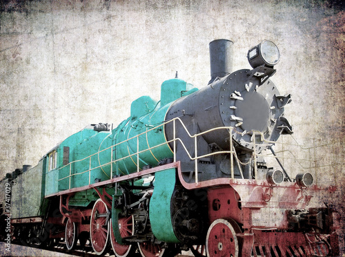 Obraz w ramie Vintage steam locomotive