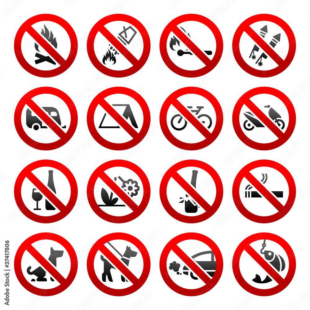 Set icons Prohibited signs Nature symbols Stock Vector | Adobe Stock