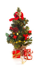 Plastic Christmas Tree With Red Presents