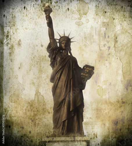 Naklejka na szybę cartolina vintage statua della libertà