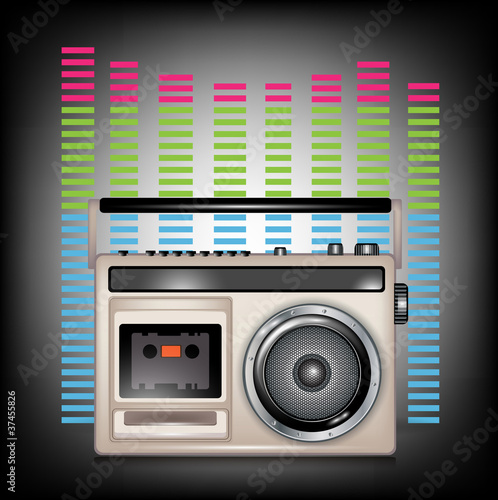 Naklejka na szybę retro cassette music player and equalizer