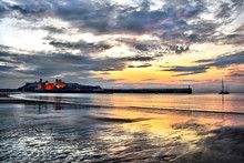 Peel Castle With Dramatic Sunset Sky