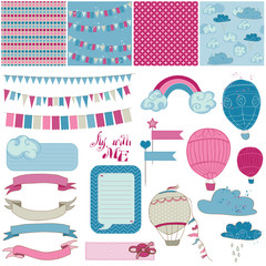 Wall Mural - Scrapbook Design Elements - Party, Balloons and Parachute