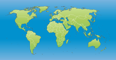  World Map 2012 including new states like South Sudan