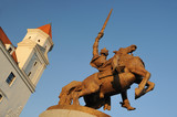 Fototapeta  - atue of king Svatopluk in front of Bratislava castle, Slovakia
