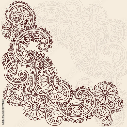 Tapeta ścienna Streszczenie henna doodle mehndi tatuaż wektor wzór