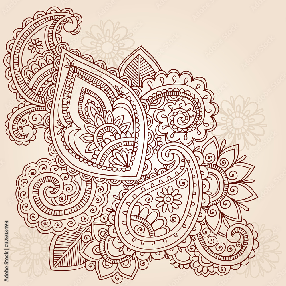 Henna Abstract Doodle Mehndi Tattoo Vector Design Stock Vector | Adobe ...