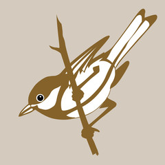 Poster - bird silhouette on brown background