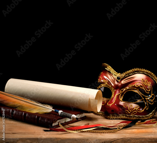 Naklejka na kafelki Art still life over old wooden desk