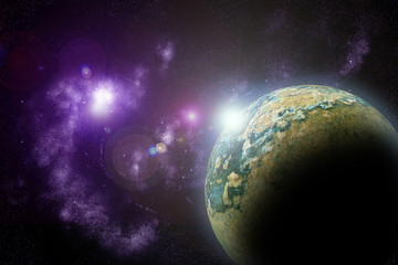 Wall Mural - planets in deep dark space. abstract illustration of universe.