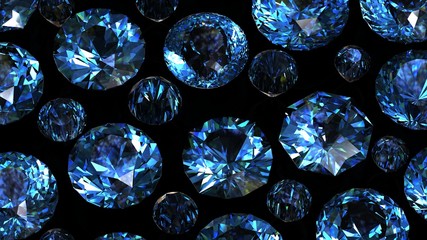 Wall Mural - Round blue sapphire isolated on black background. Gemstone