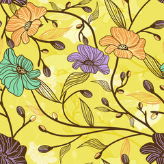 Wall Mural - Floral seamless pattern