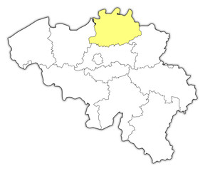  Map of Belgium, Antwerp highlighted