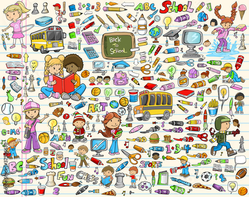 Fototapeta na wymiar Learning School Vector Illustration Set