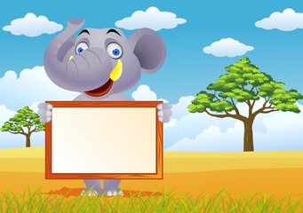 Poster - Animal cartoon and blank sign