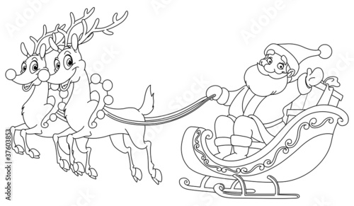 Outlined Santa Sleigh Buy This Stock Vector And Explore