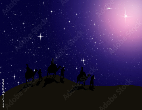 Tapeta ścienna Astrolog podąża za jasną gwiazdą na nocnym niebie