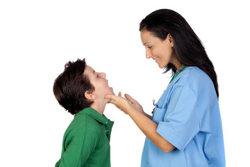 Wall Mural - Pediatrician woman making a checkup for child