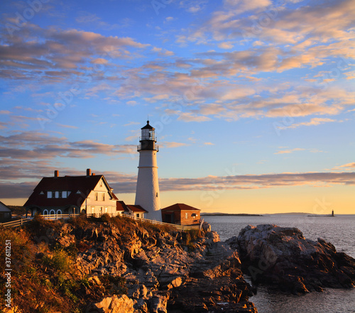 Nowoczesny obraz na płótnie Morning At The Portland Headlight, Portland Maine