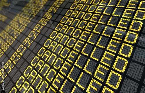 Fotografía International Airport Board Close-Up with Cancelled Flights