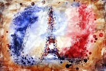 Eiffel Tower. Grunge Abstract Background.