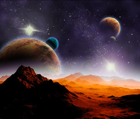 Wall Mural - abstract background of deep space. in the far future travel. new