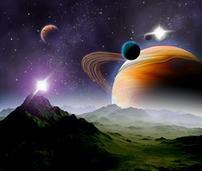 Wall Mural - abstract background of deep space. in the far future travel. new