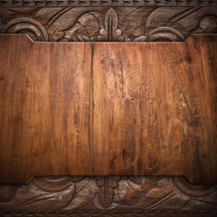 Sticker - wood background with carving pattern