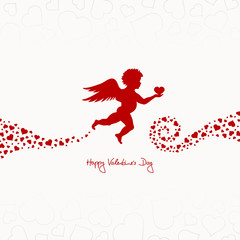 Sticker - Flying Valentine´s Angel Holding Heart Red