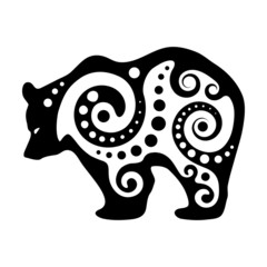 Bear, drawn in ethnic decorative style.