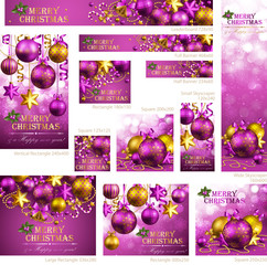 Wall Mural - Collection of Christmas banners