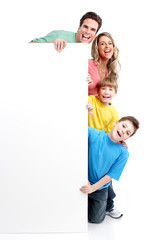 Poster - Happy family with banner.