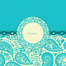 Paisley Flower Gift Card In Trendy Turquoise
