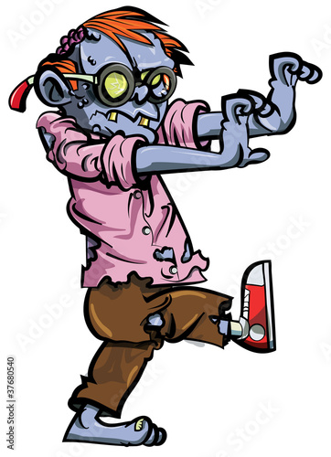 Fotoboard na płycie Kreskówka nerd zombie w okularach