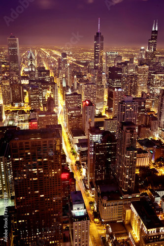 Fotoboard na płycie Widok z lotu ptaka z chicago downtown