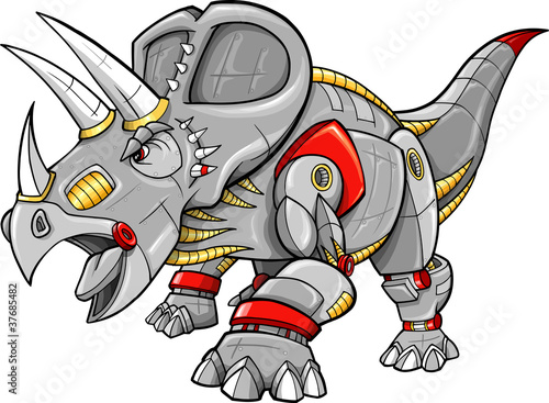 Naklejka ścienna Robot Cyobrg Triceratops Dinosaur Vector Illustration