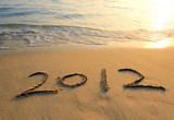 Fototapeta  - 2012 new year message on the sand beach