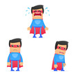 set of funny cartoon superhero