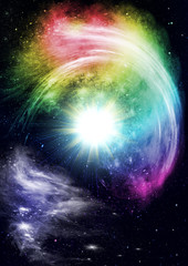 stars of a planet and galaxy in a free space