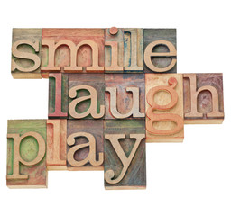 Wall Mural - smile, laugh, play word abstract