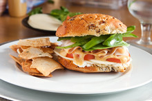 Delicious Turkey Sandwich And Pita Chips