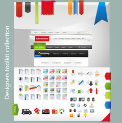 Wall Mural - Web design toolkit including icons and navigation menus