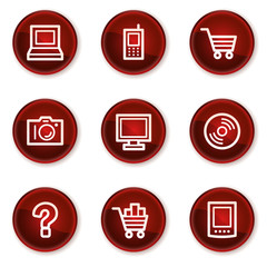 Wall Mural - Electronics web icons set 1, dark red circle buttons