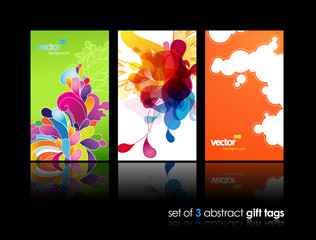 Wall Mural - set of abstract colorful splash and flower gift cards with refle